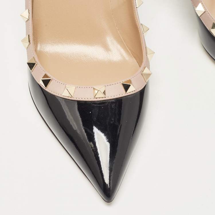 Pre Owned Valentino Black Patent Leather Rockstud Pumps Size 41