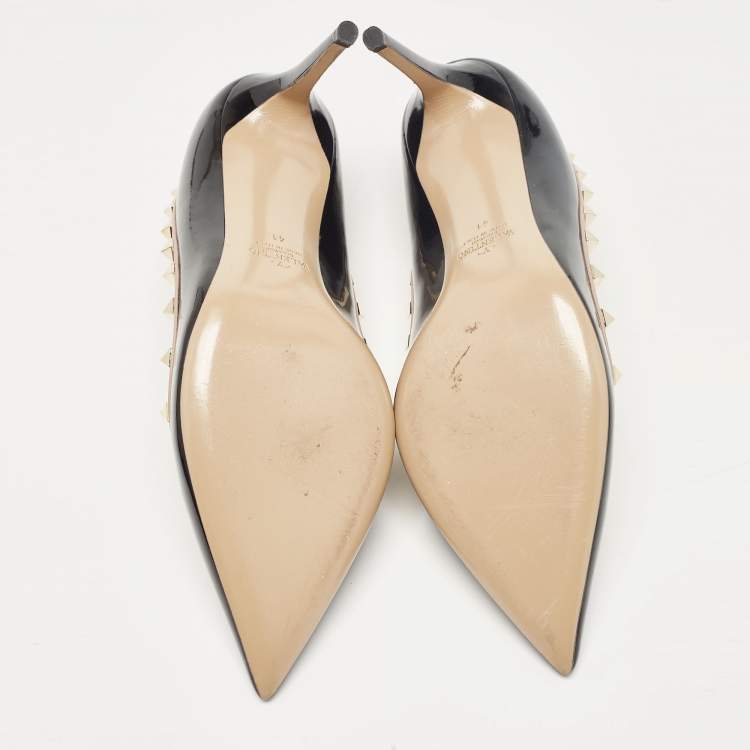 Pre Owned Valentino Black Patent Leather Rockstud Pumps Size 41