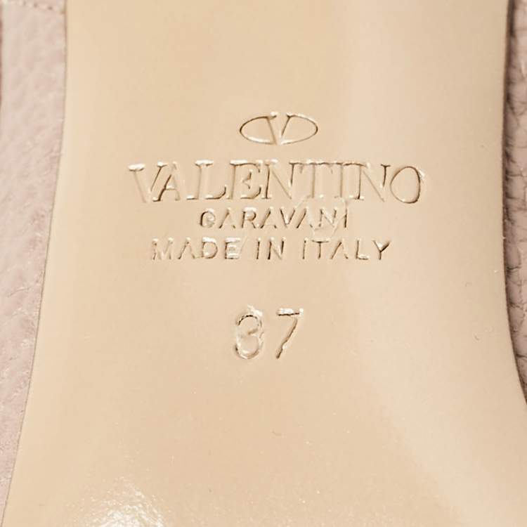 Pre Owned Valentino Dusty Pink Leather Rockstud Ankle Strap Pumps Size 37