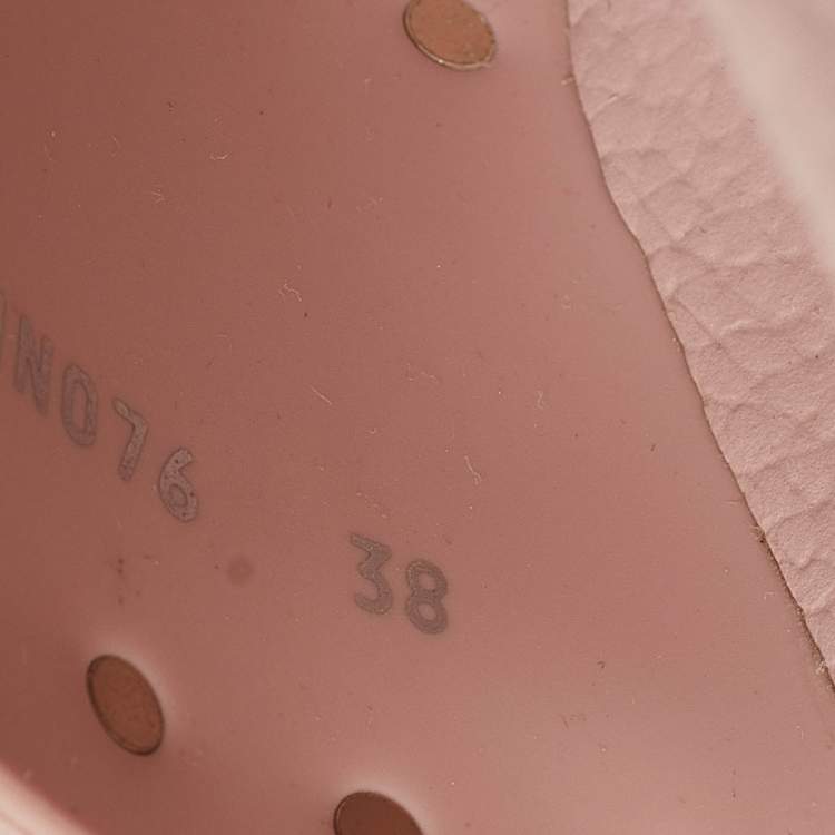 Pre Owned Valentino Beige Rubber Rockstud Flat Slides Size 38