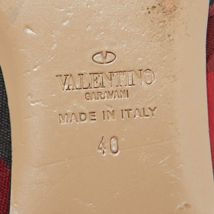 Pre Owned Valentino Bicolor Camouflage Canvas and Leather Ballet Flats Size 40