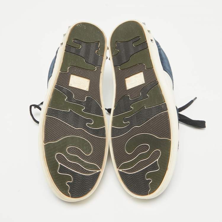 Pre Owned Valentino Navy Blue/White Suede and Leather Flycrew Sneakers Size 38.5