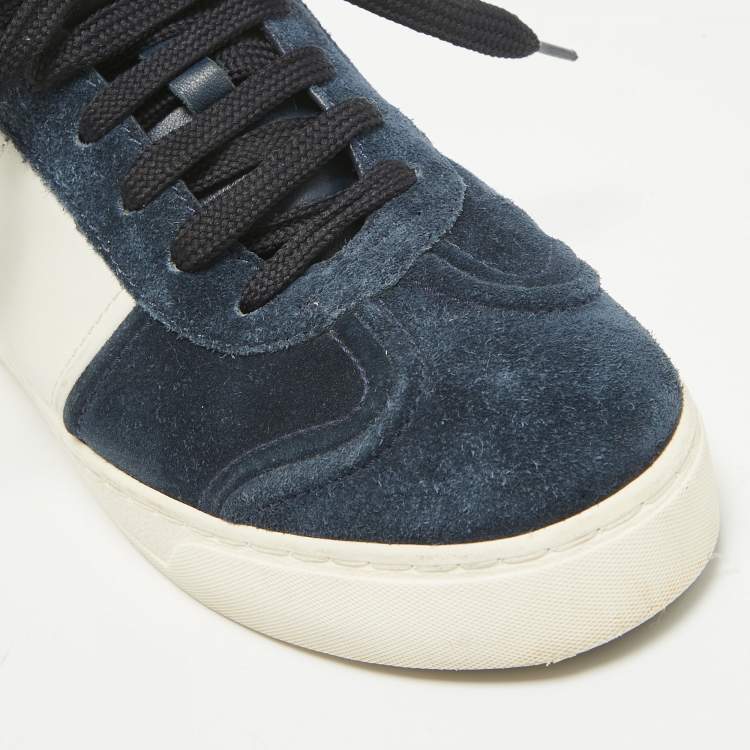 Pre Owned Valentino Navy Blue/White Suede and Leather Flycrew Sneakers Size 38.5