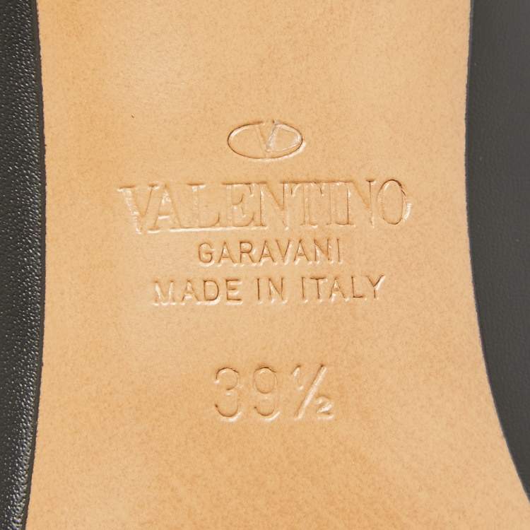 Pre Owned Valentino Black Leather VLogo Pumps Size 39.5