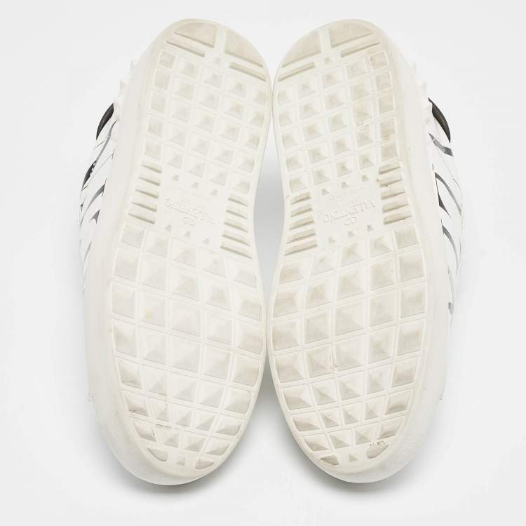 Pre Owned Valentino White Leather VLTN Lace Up Sneakers Size 36.5