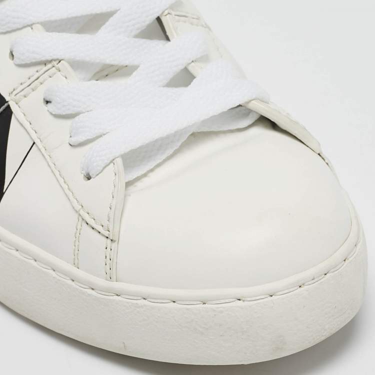 Pre Owned Valentino White Leather VLTN Lace Up Sneakers Size 36.5