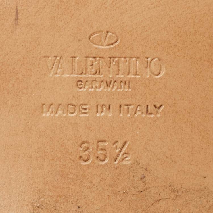 Pre Owned Valentino Black Leather Rockstud Slide Sandals Size 35.5