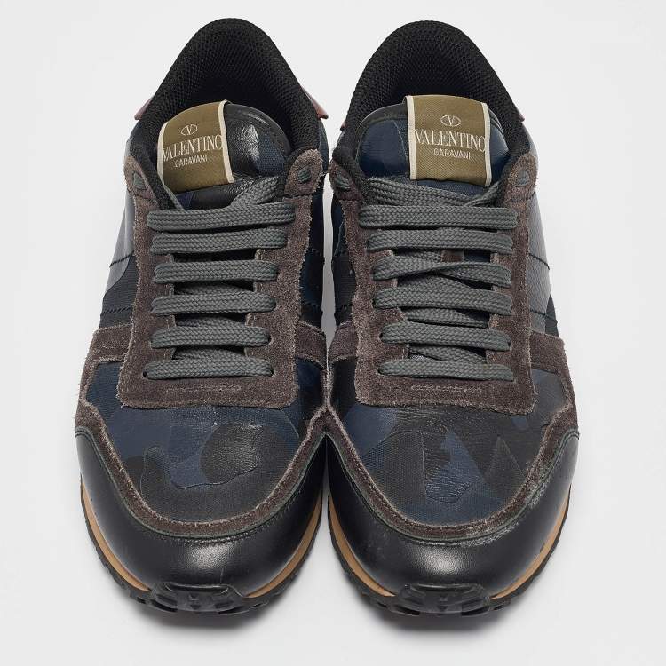 Pre Owned Valentino Multicolor Leather and Suede Rockrunner Low Top Sneakers Size 39
