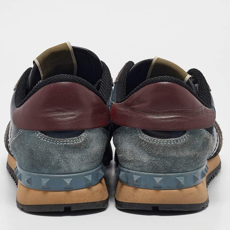 Pre Owned Valentino Multicolor Leather and Suede Rockrunner Low Top Sneakers Size 39