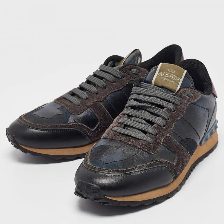 Pre Owned Valentino Multicolor Leather and Suede Rockrunner Low Top Sneakers Size 39