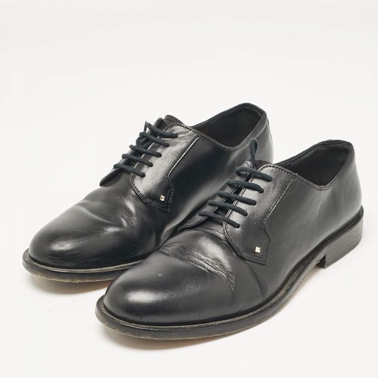 Pre Owned Valentino Black Leather Lace Up Oxfords Size 36