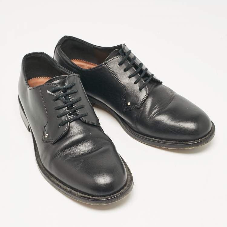 Pre Owned Valentino Black Leather Lace Up Oxfords Size 36