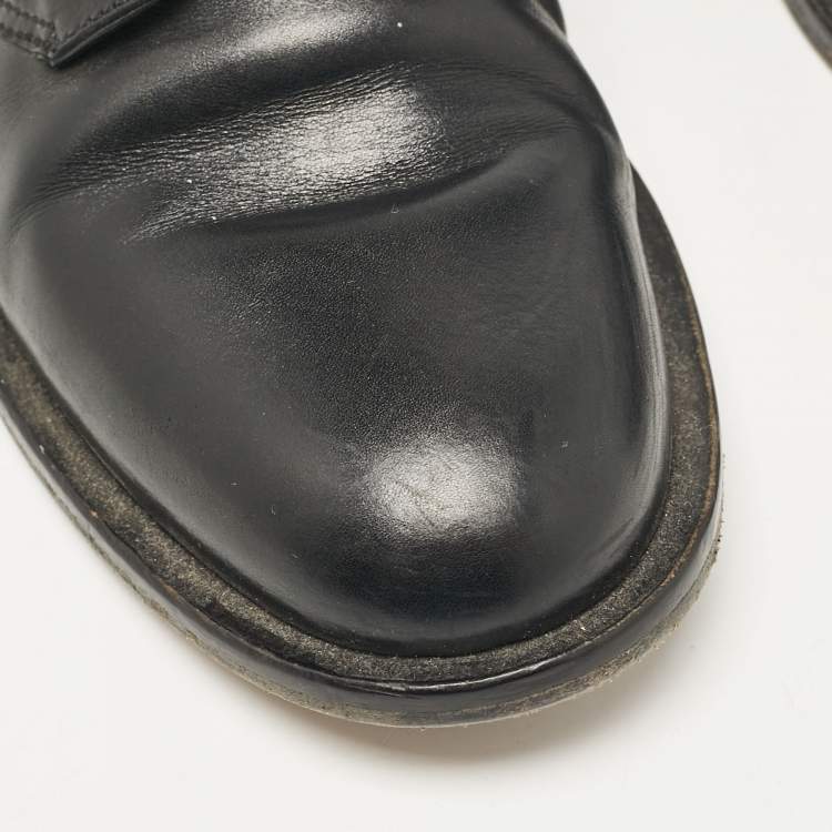 Pre Owned Valentino Black Leather Lace Up Oxfords Size 36