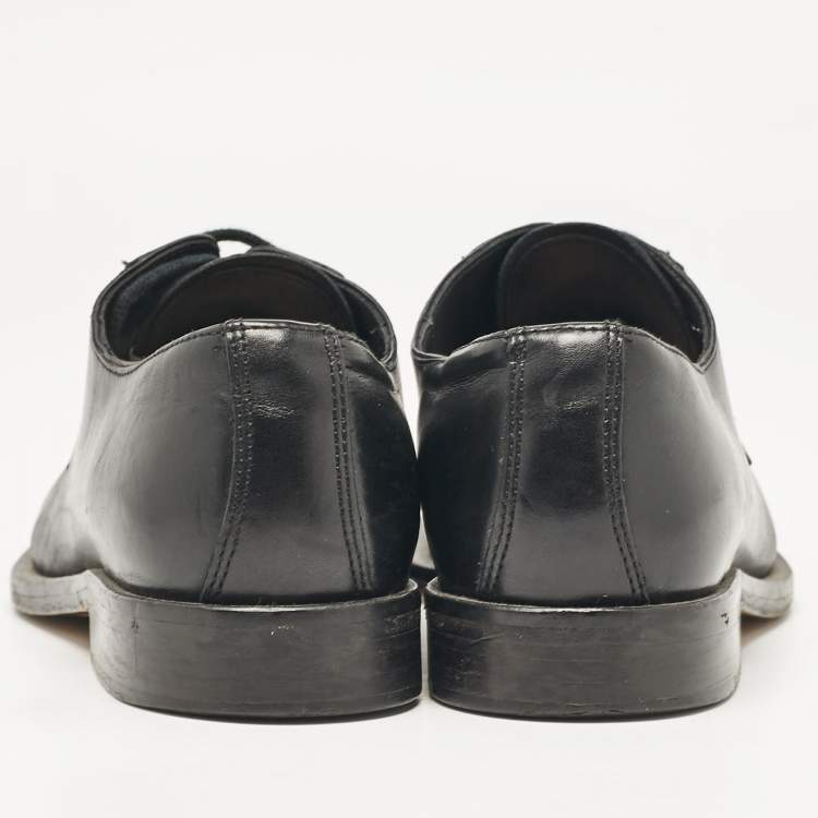 Pre Owned Valentino Black Leather Lace Up Oxfords Size 36