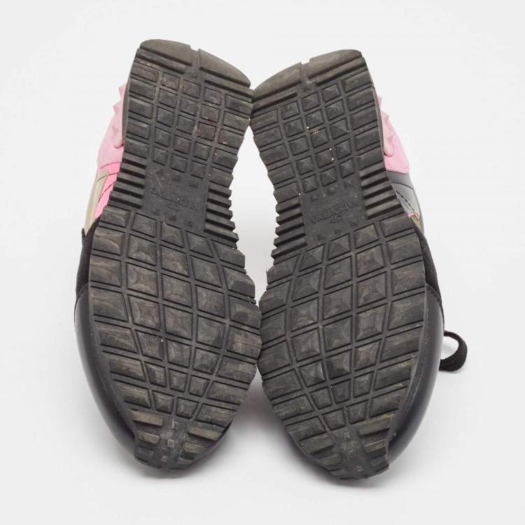 Pre Owned Valentino Multicolor Camouflage Leather and Suede Rockrunner Sneakers Size 37.5
