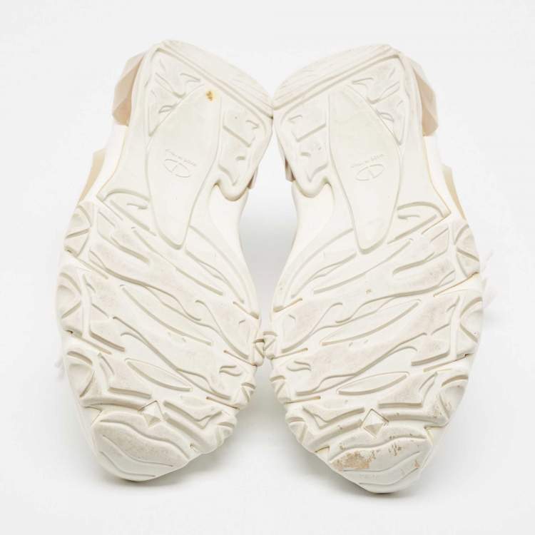 Pre Owned Valentino White Mesh and Leather Bounce Low-Top Sneakers Size 39.5