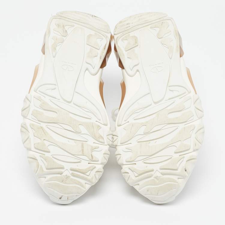 Pre Owned Valentino White Leather and Mesh Low Top Sneakers Size 38