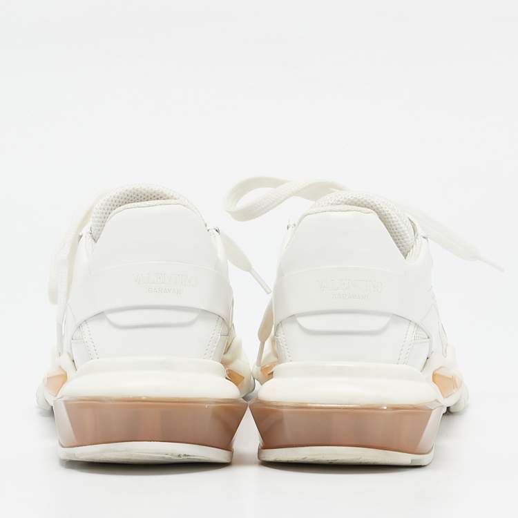 Pre Owned Valentino White Leather and Mesh Low Top Sneakers Size 38