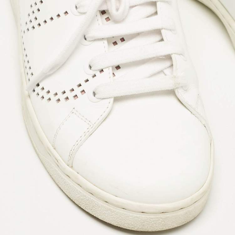 Pre Owned Valentino White/Pink Leather Backnet Sneakers Size 36