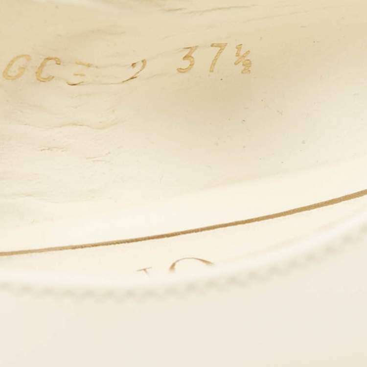 Pre Owned Valentino Off White Patent Leather Tiptoe Ballet Flats Size 37.5