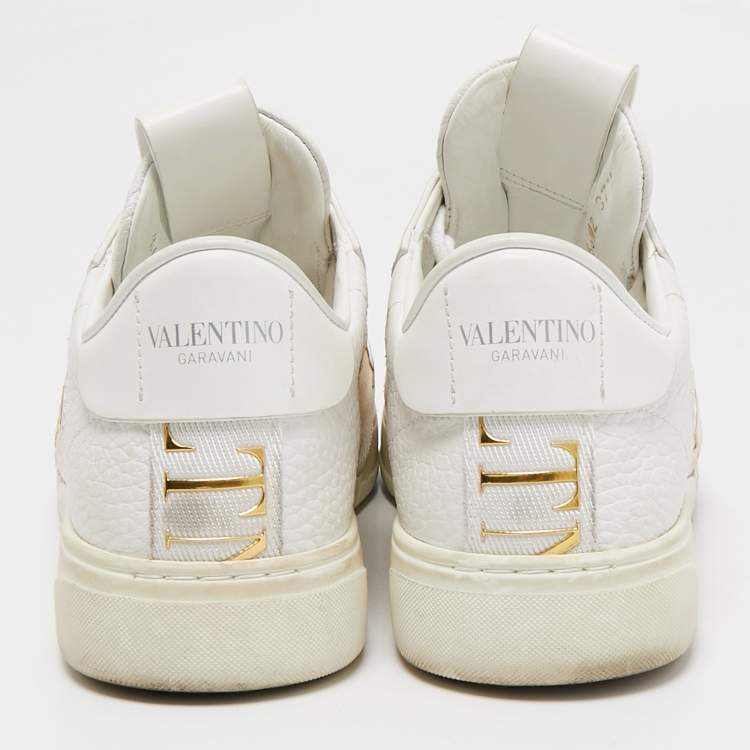Pre Owned Valentino White/Grey Leather and Suede VL7N Lace Up Sneakers Size 37.5