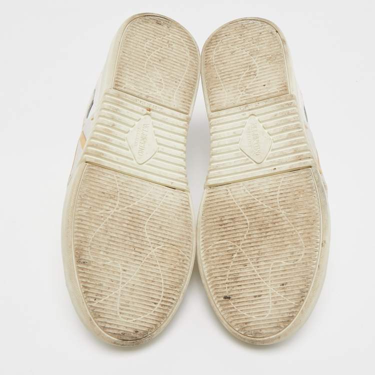 Pre Owned Valentino White/Grey Leather and Suede VL7N Lace Up Sneakers Size 37.5