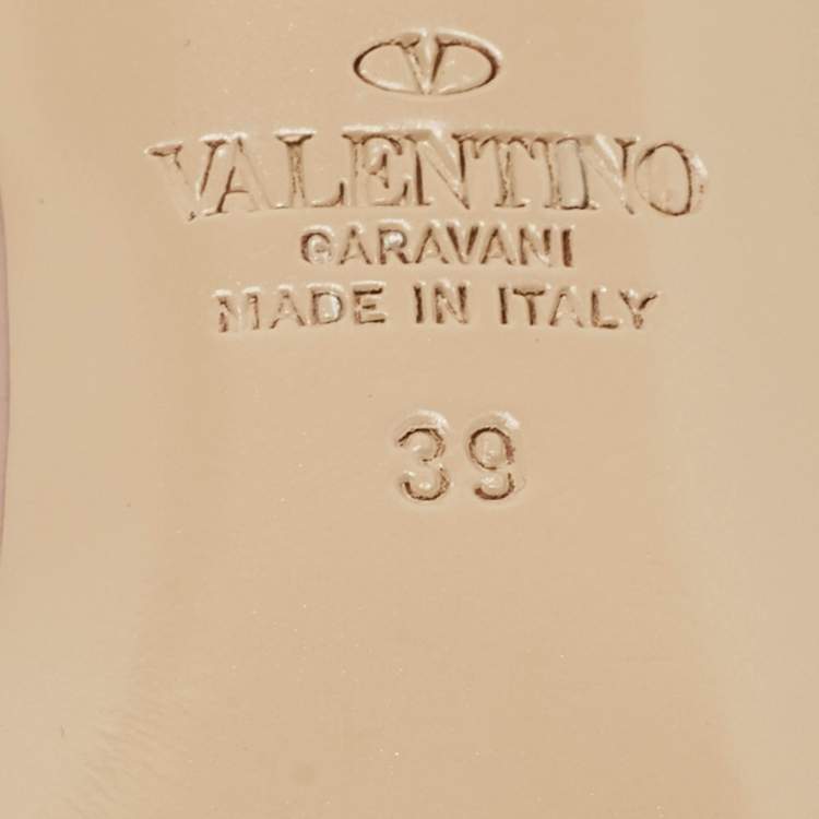 Pre Owned Valentino Dusty Pink Leather Rockstud Slingback Pumps Size 39