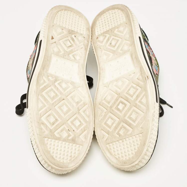 Pre Owned Valentino Multicolor Leather and Canvas Camubutterfly Lace Up Sneakers Size 40