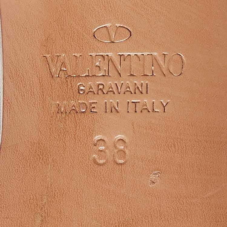 Pre Owned Valentino Metallic Leather Rockstud Slide Sandals Size 38