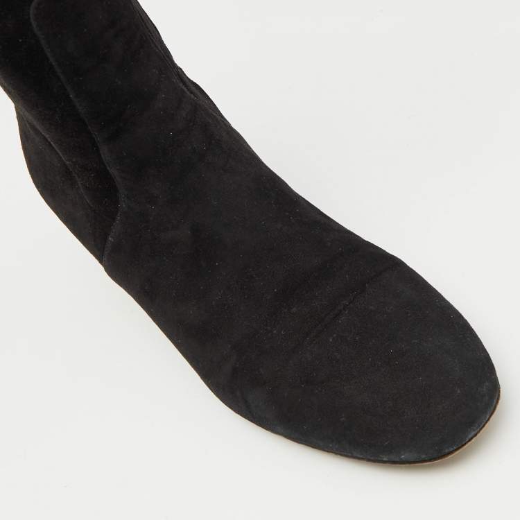 Pre Owned Valentino Black Suede Knee Length Boots Size 38