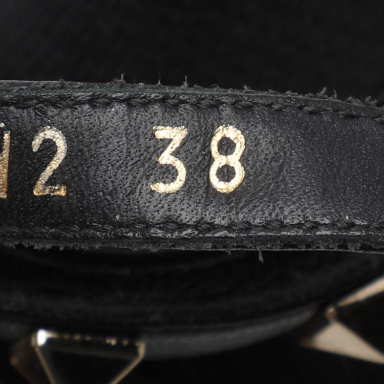 Pre Owned Valentino Black Knit Fabric and Leather Rockstud Bodytech High Top Sneakers Size 38
