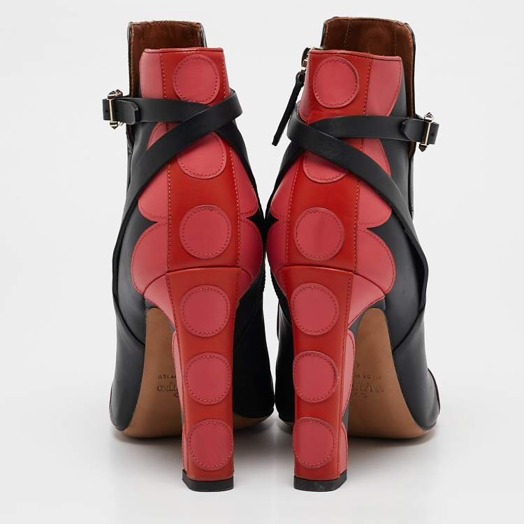 Pre Owned Valentino Multicolor Leather Polka Dot Ankle Boots Size 40