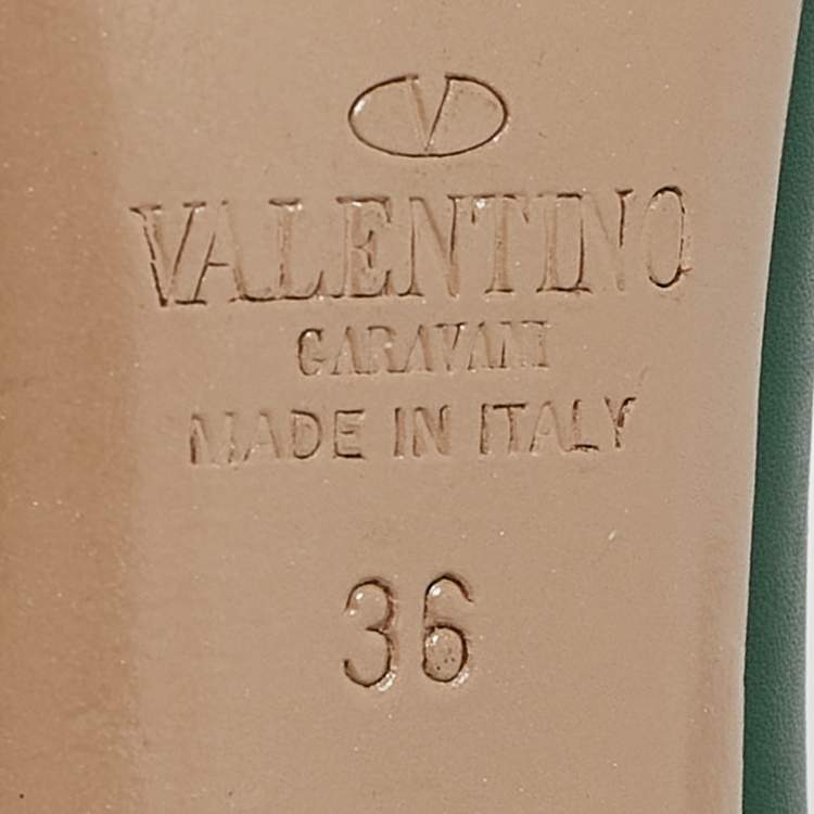 Pre Owned Valentino Green Leather Pointed Toe Ankle Strap Pumps Size 36