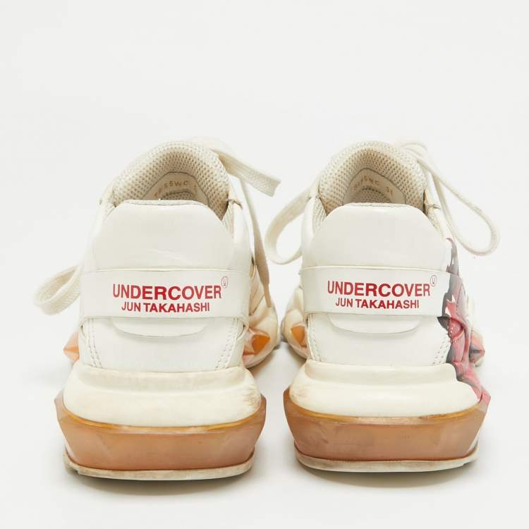 Pre Owned Valentino x Undercover White Leather Chain Rose Print Bounce Sneakers Size 36