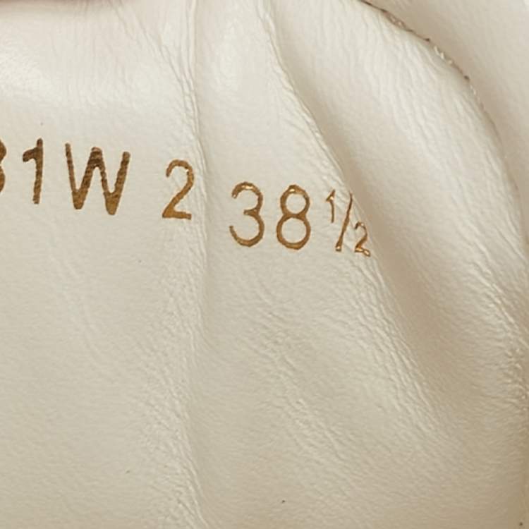Pre Owned Valentino White/Beige Leather Rockstud Low Top Sneakers Size 38.5