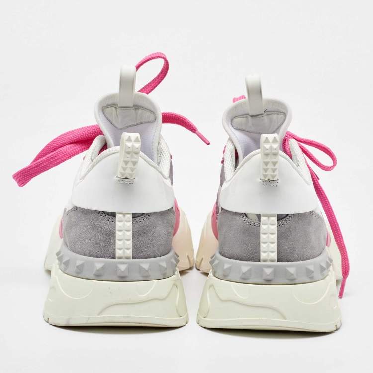 Pre Owned Valentino Multicolor Suede and Camouflage Canvas Rockrunner Low Top Sneakers Size 37