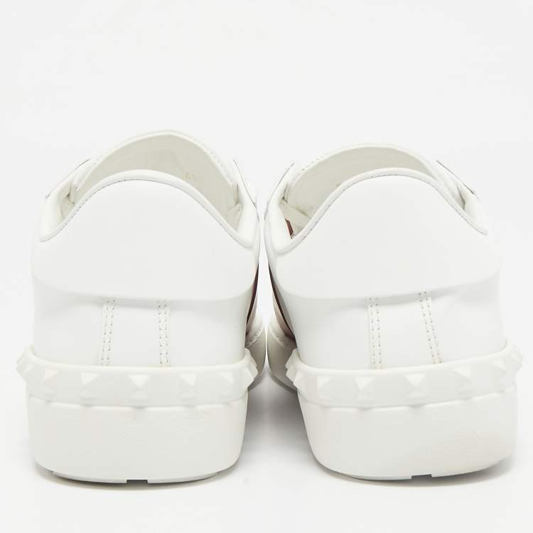 Pre Owned Valentino White/Red Leather Open Sneakers Size 40