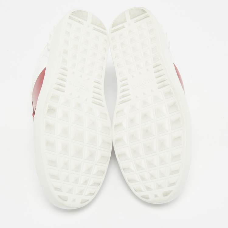 Pre Owned Valentino White/Red Leather Open Sneakers Size 40