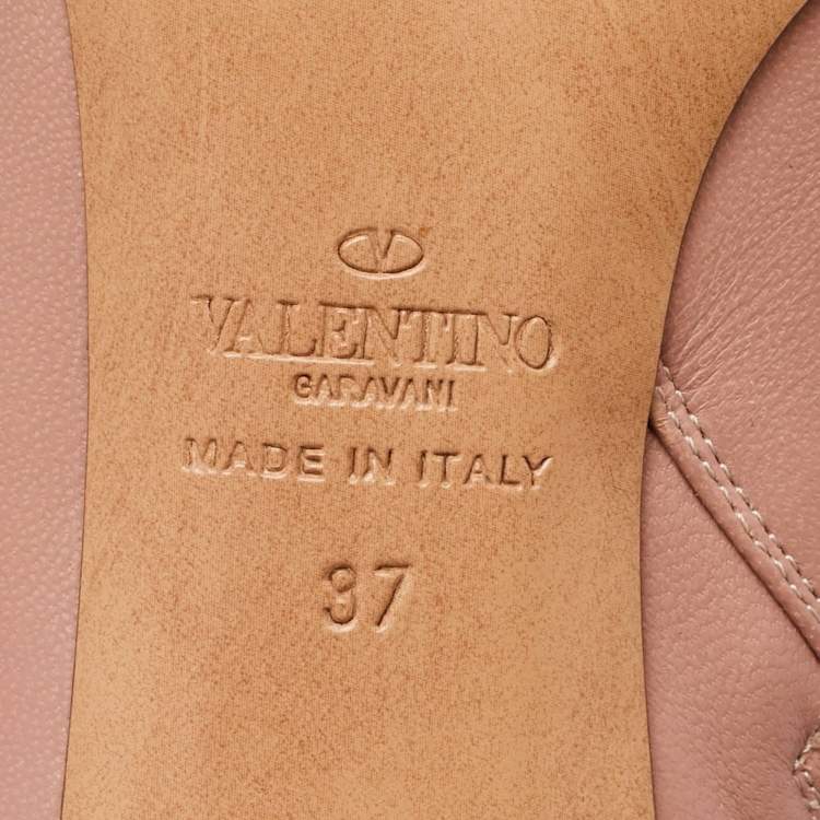 Pre Owned Valentino Dusty Pink Leather Pointed Toe Ankle Length Boots Size 37
