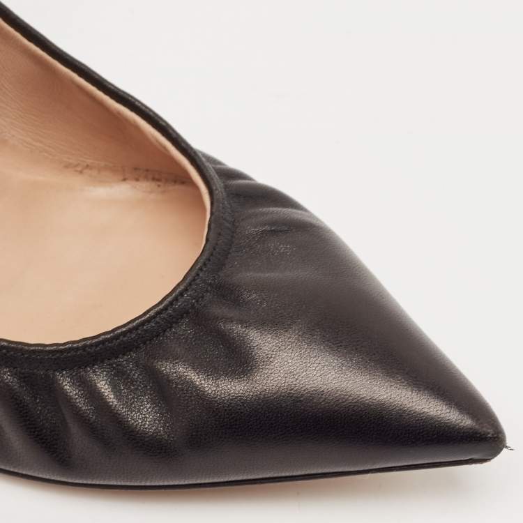 Pre Owned Valentino Black Leather Grommet Love Latch Pumps Size 39.5