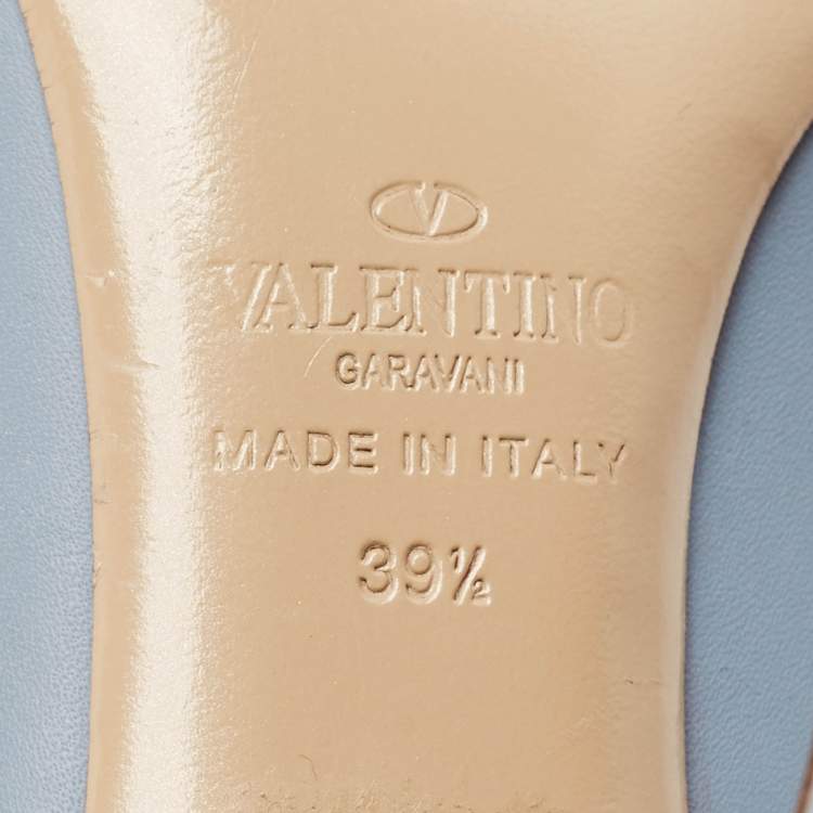 Pre Owned Valentino Blue Leather Pointed Toe Pumps Size 39.5