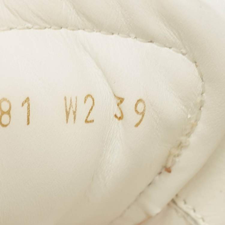 Pre Owned Valentino White/Gold Leather Rockstud Low Top Sneakers Size 39