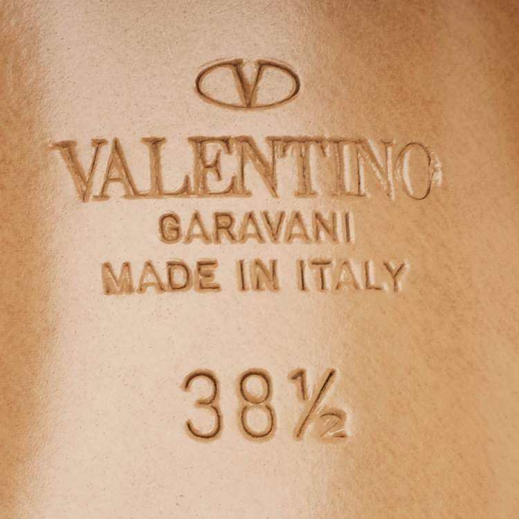 Pre Owned Valentino Pink Leather Roman Stud Ankle Strap Sandals Size 38.5