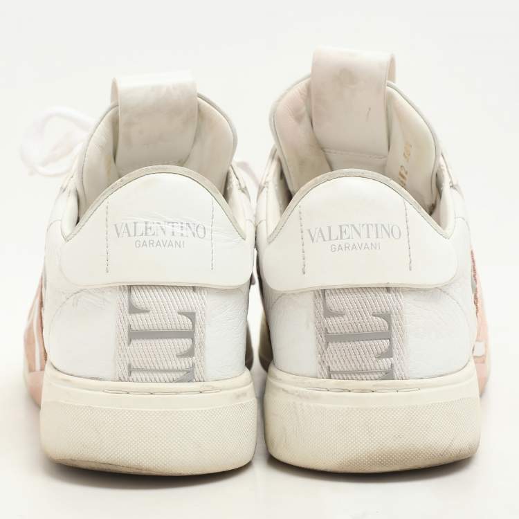 Pre Owned Valentino White Leather VLTN Low Top Sneakers Size 38.5