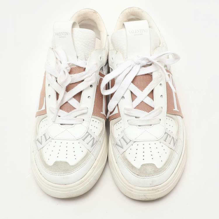 Pre Owned Valentino White Leather VLTN Low Top Sneakers Size 38.5