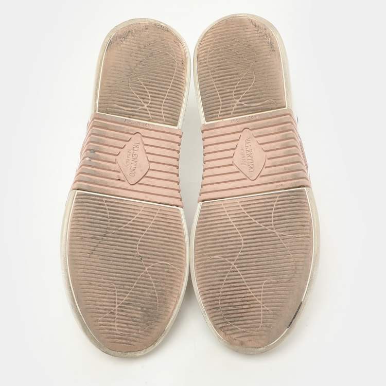 Pre Owned Valentino White Leather VLTN Low Top Sneakers Size 38.5