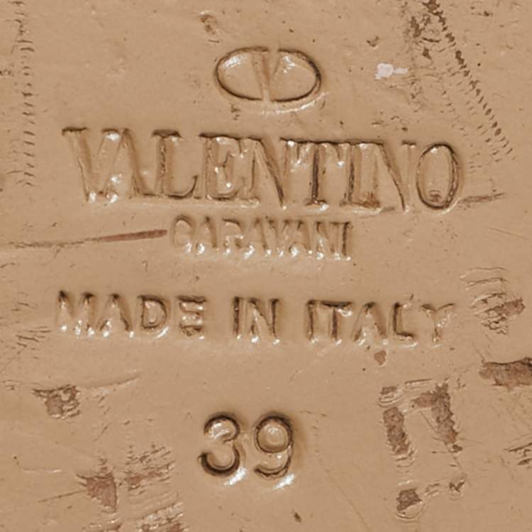 Pre Owned Valentino Black/Pink Leather Rockstud Caged Ballet Flats Size 39