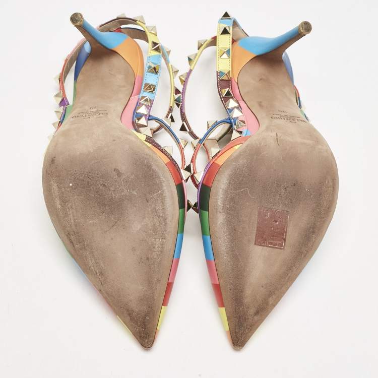 Pre Owned Valentino Multicolor Leather Rockstud Pumps Size 38