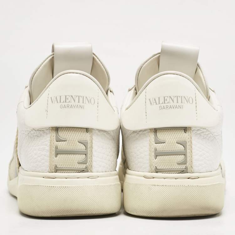 Pre Owned Valentino White/Grey Canvas and Leather VL7N Low Top Sneakers Size 37