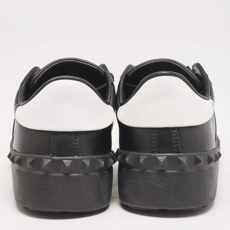 Pre Owned Valentino Black/White Leather VLTN Low Top Sneakers Size 36.5
